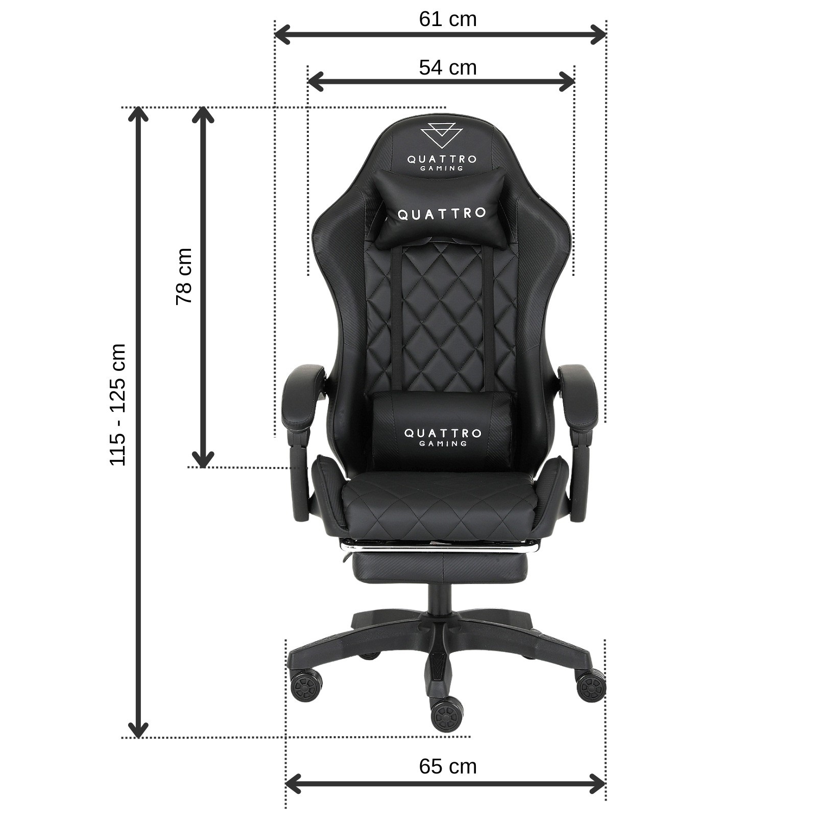 Fotel Gamingowy z Podnóżkiem Eco Skóra QUATTRO Black