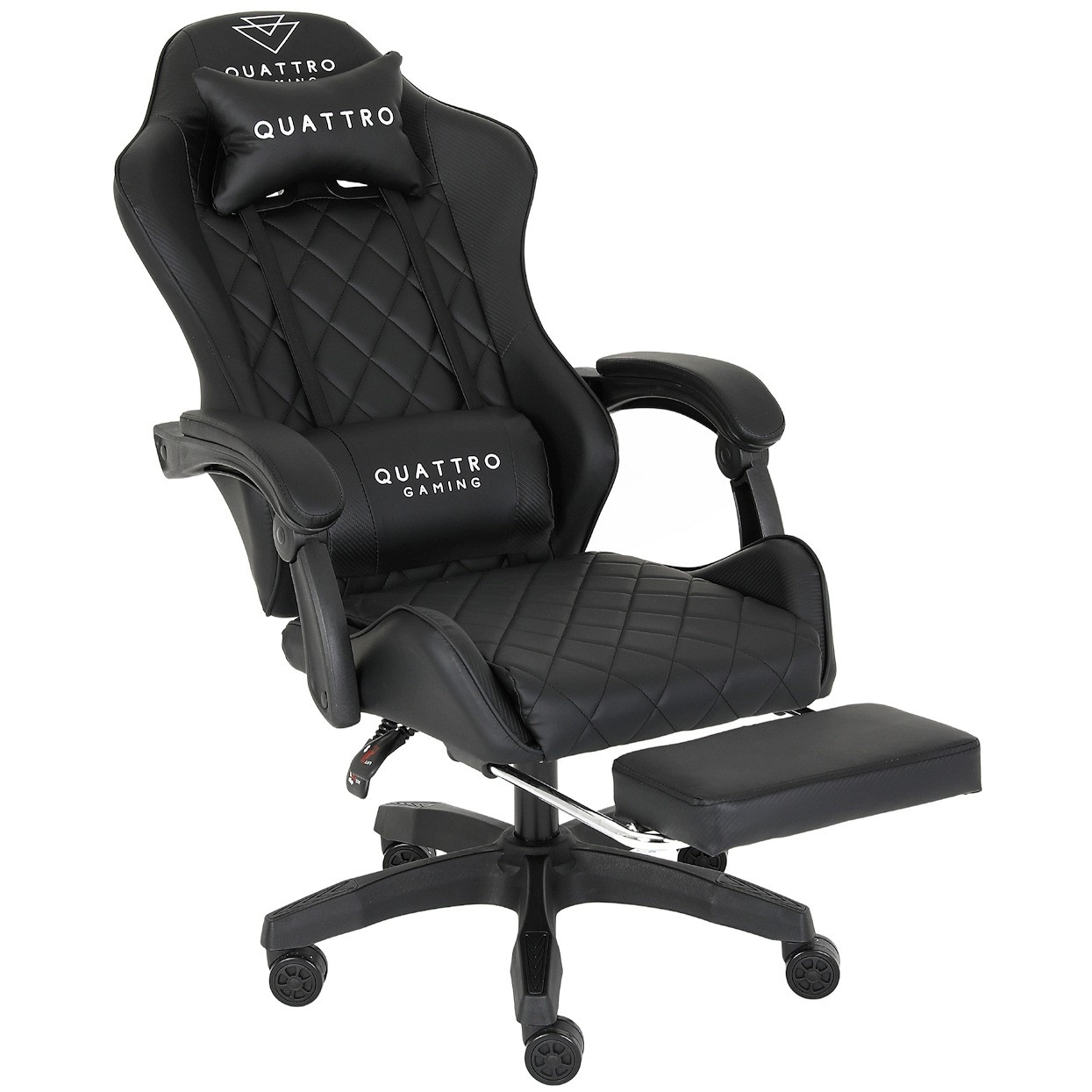 Fotel Gamingowy z Podnóżkiem Eco Skóra QUATTRO Black
