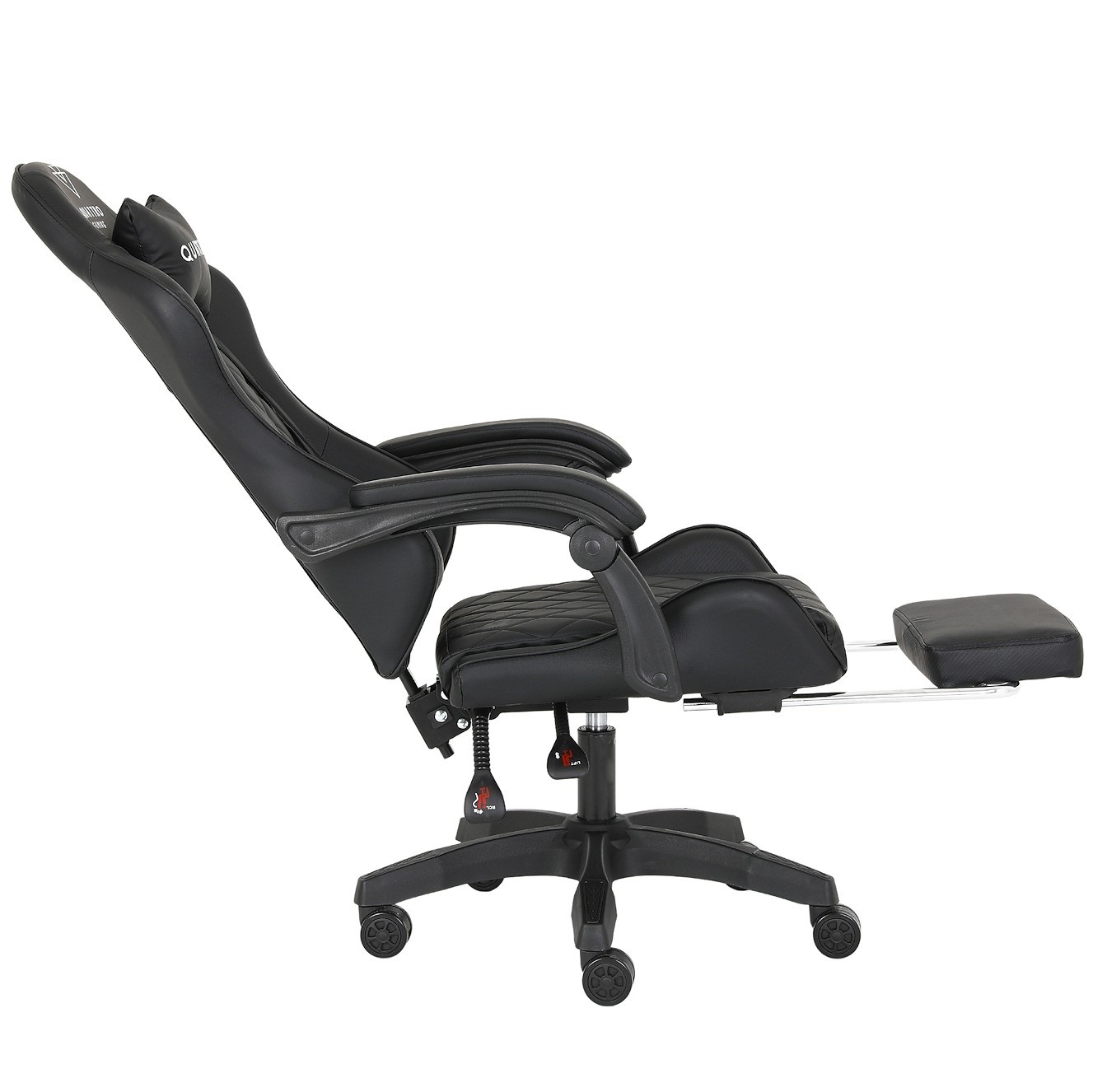 Fotel Gamingowy z Podnóżkiem Eco Skóra QUATTRO Black