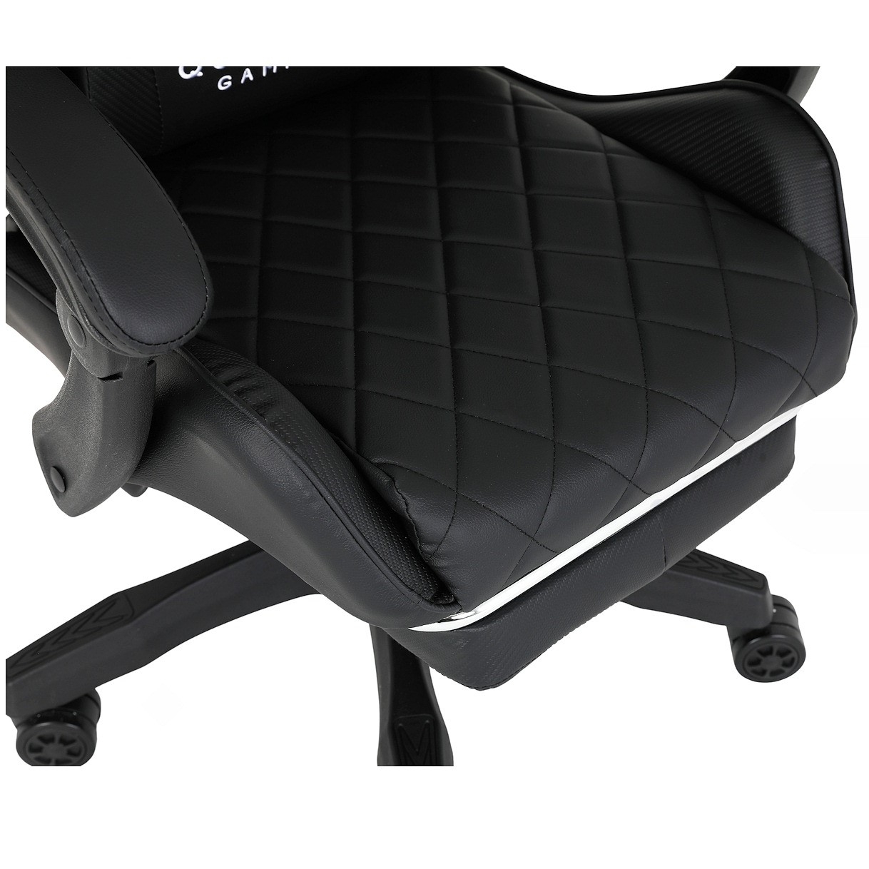 Fotel Gamingowy z Podnóżkiem Eco Skóra QUATTRO Black