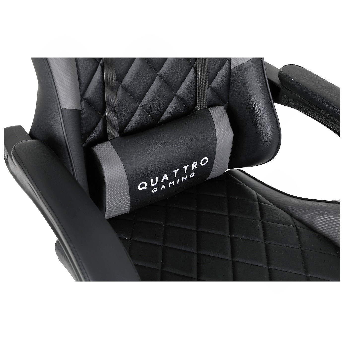 Fotel Gamingowy Szary z Podnóżkiem Eco Skóra QUATTRO Gray