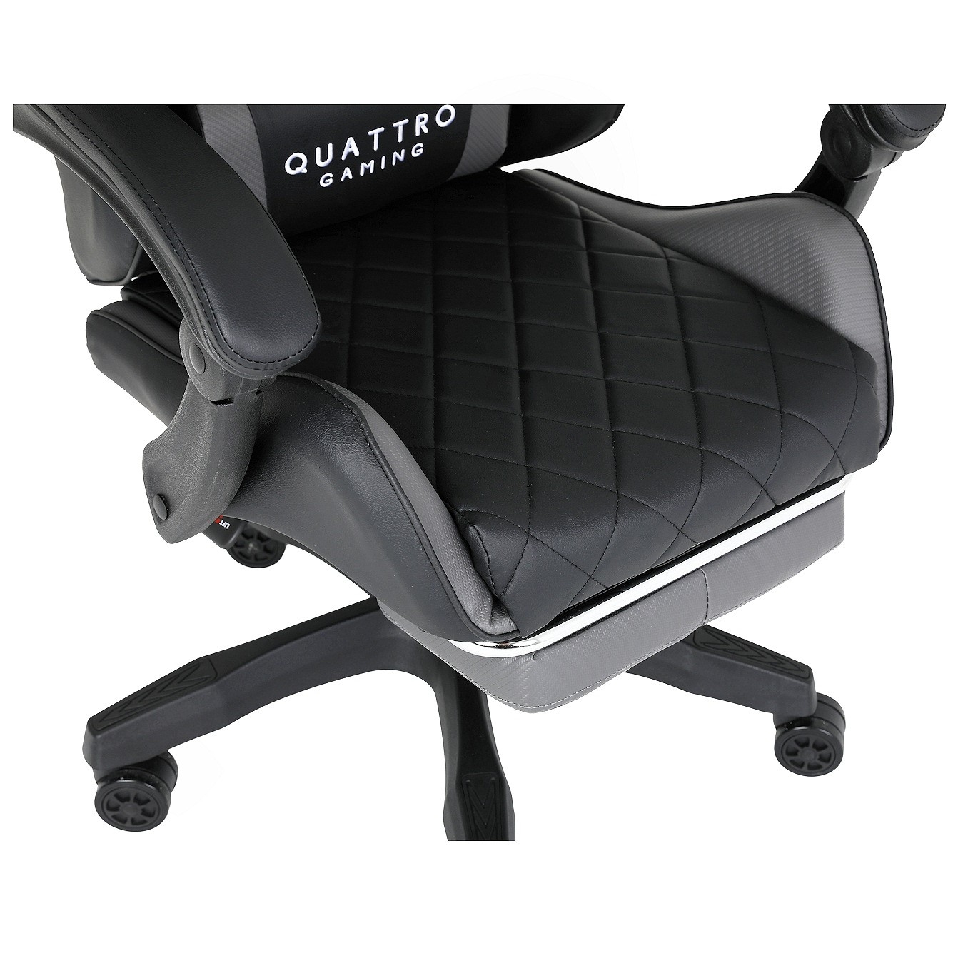 Fotel Gamingowy Szary z Podnóżkiem Eco Skóra QUATTRO Gray