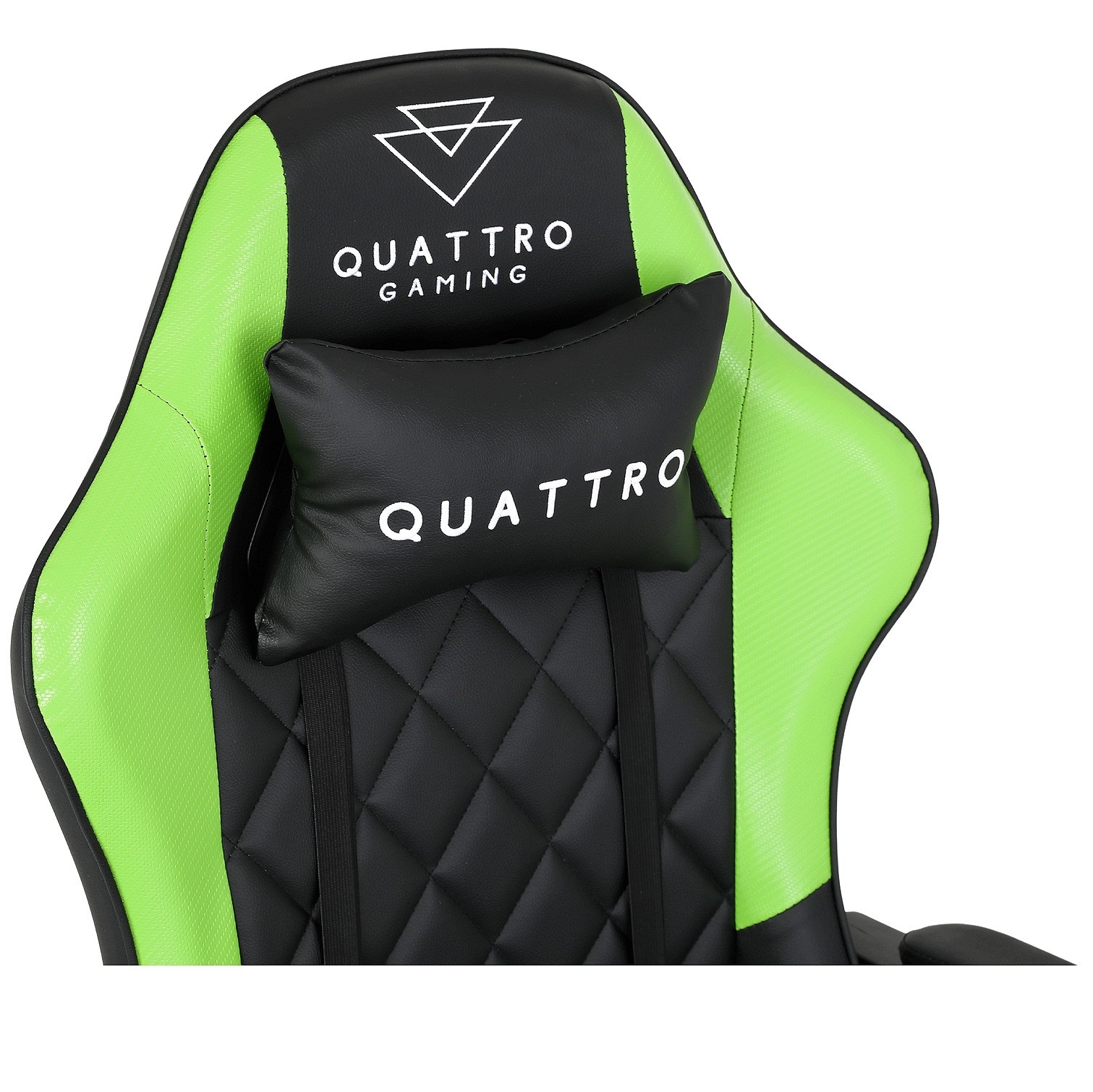 Fotel Gamingowy Quattro Carbon Green Pikowany Premium z Podnóżkiem