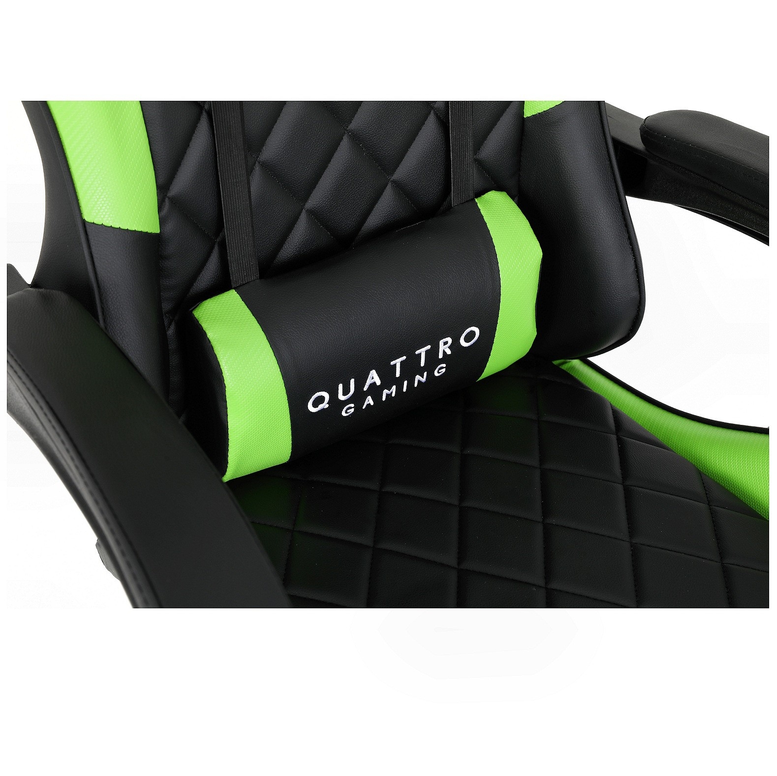 Fotel Gamingowy Quattro Carbon Green Pikowany Premium z Podnóżkiem