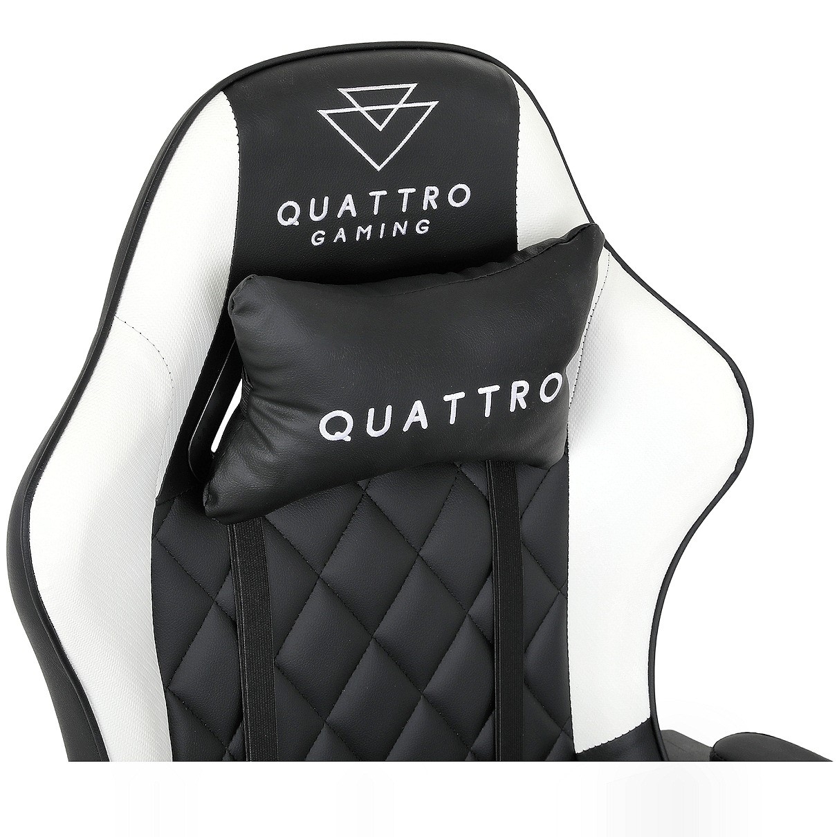 Fotel Gamingowy Quattro White Podnóżek Pikowany Eco Skóra Premium