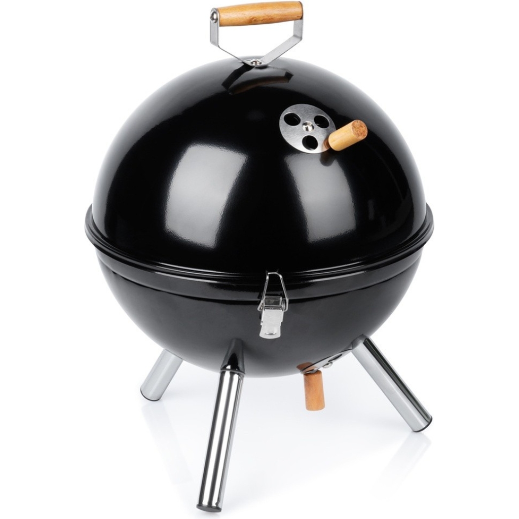 Grill węglowy stalowy kulisty przenośny 31x31x41 cm