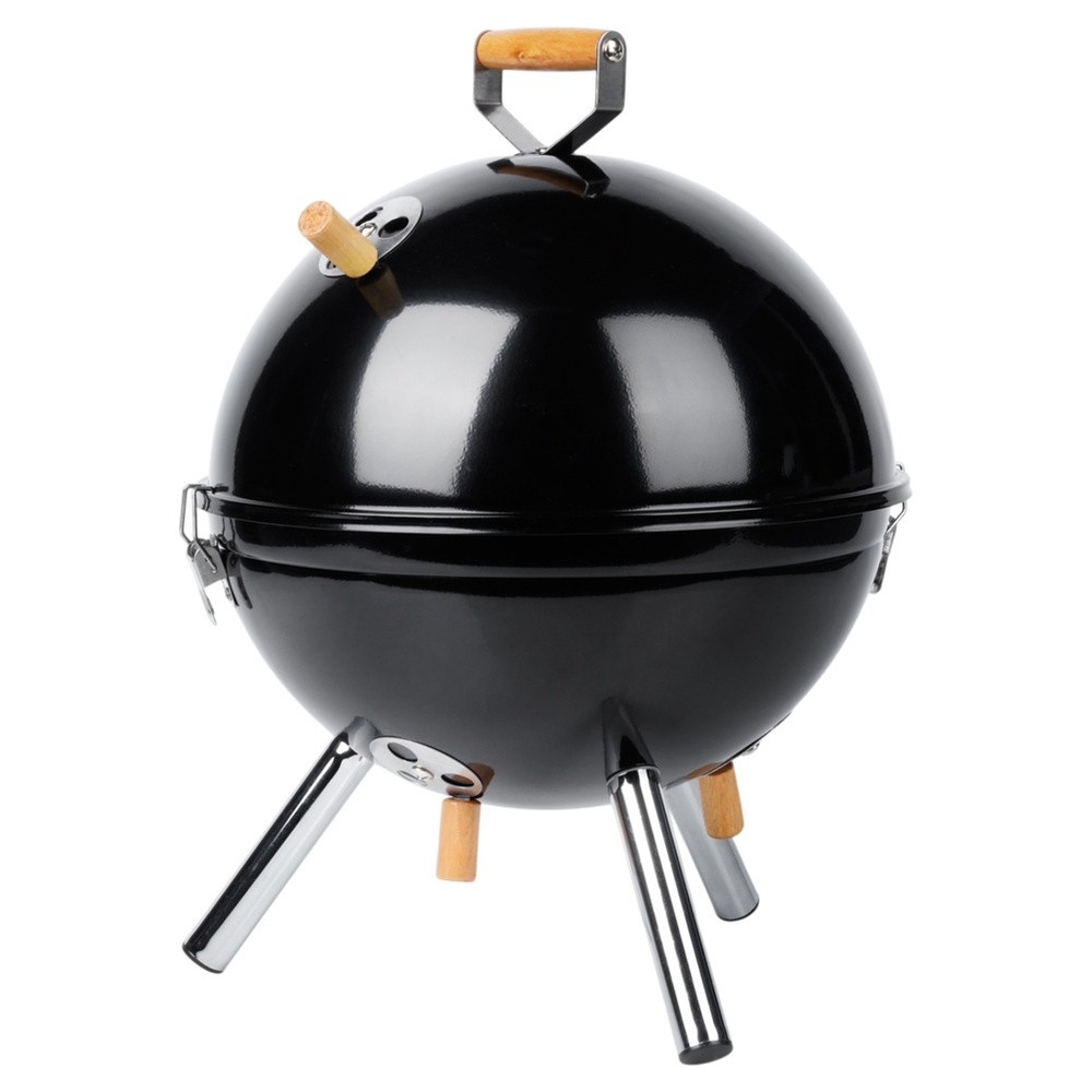 Grill węglowy stalowy kulisty przenośny 31x31x41 cm