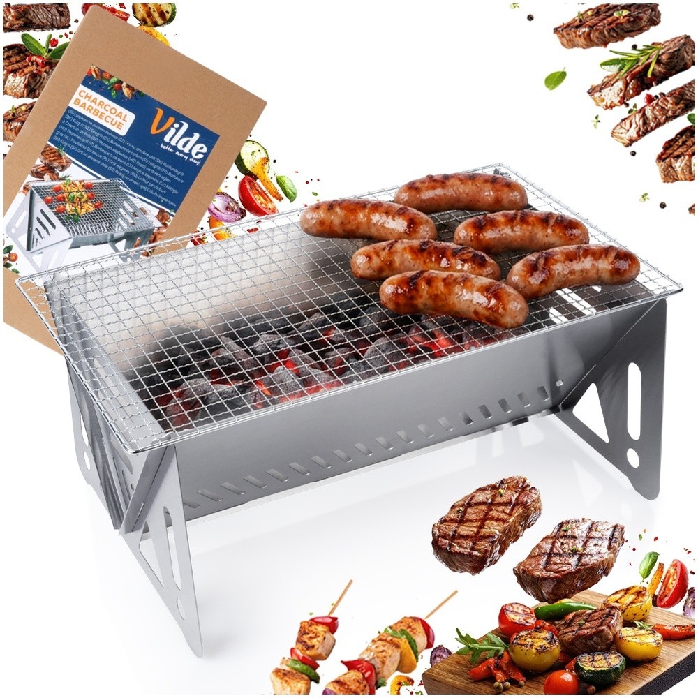 Grill węglowy stalowy składany 40x24x17 cm