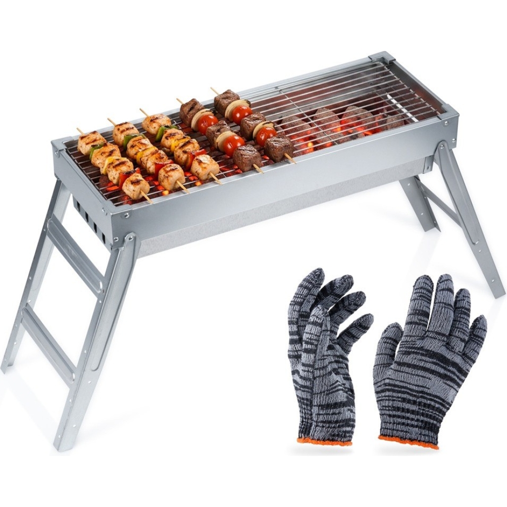 Grill węglowy stalowy składany przenośny 73x21x37 cm