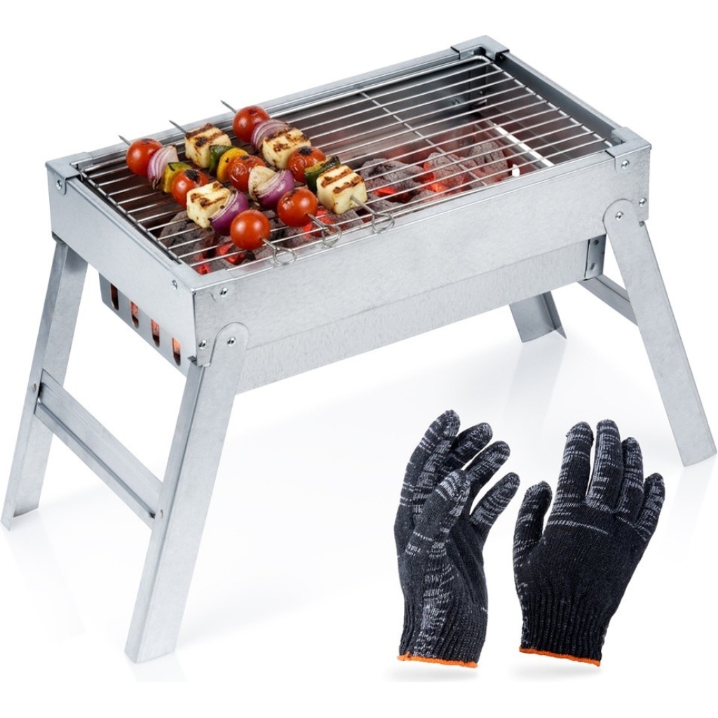 Grill węglowy stalowy składany przenośny 46x21x27 cm