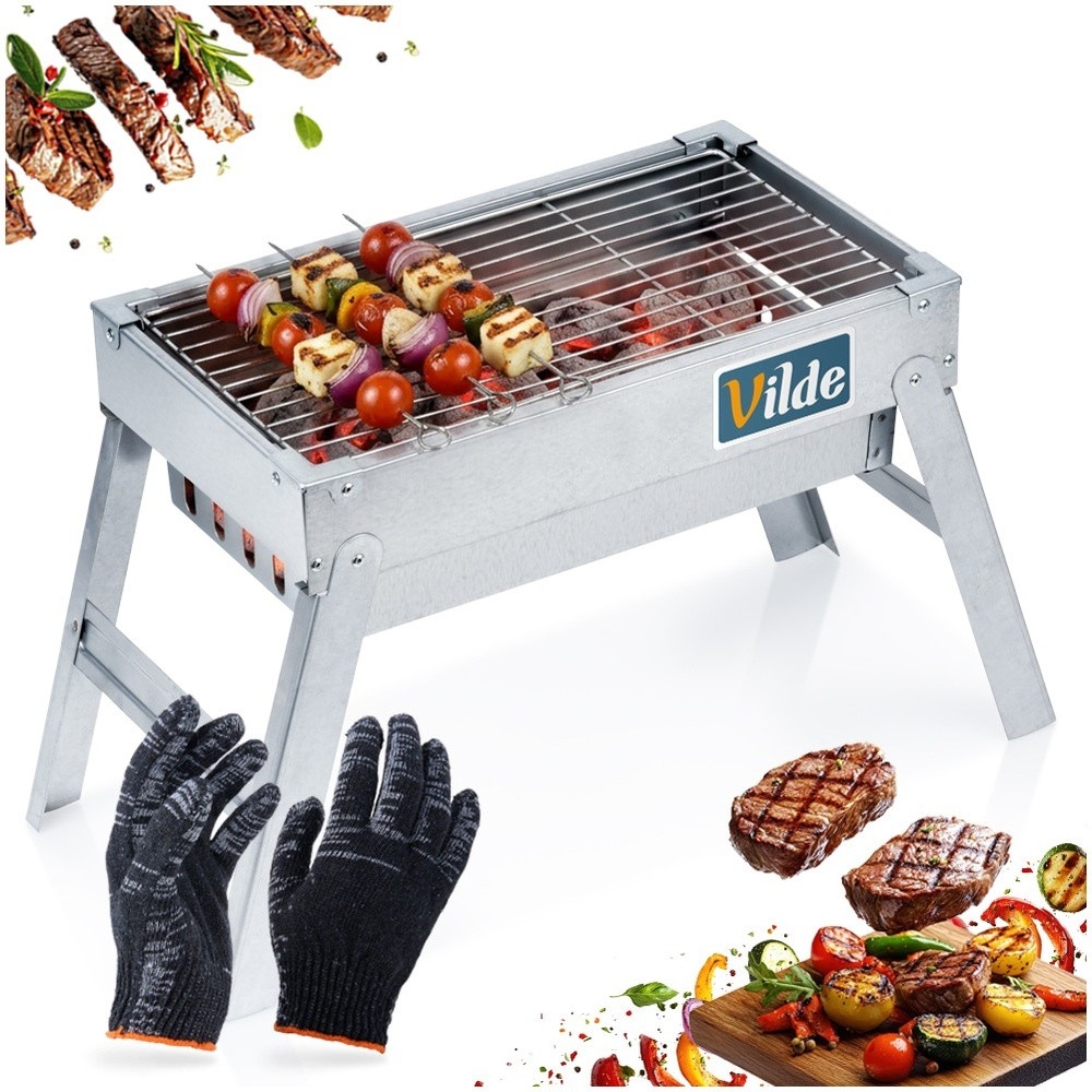 Grill węglowy stalowy składany przenośny 46x21x27 cm