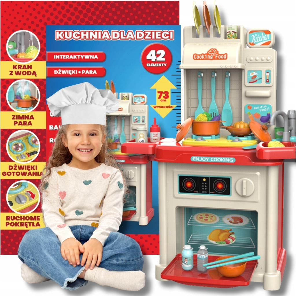 Kuchnia kuchenka DUŻA dla dzieci ŚWIATŁO KRAN PARA