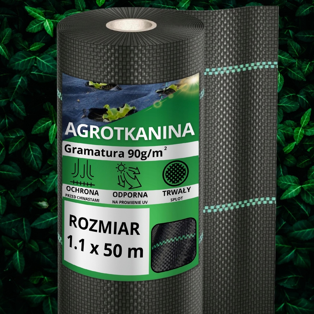 Agrotkanina antychwastowa agrowłóknina 90g czarna 1,1x50m UV 3%