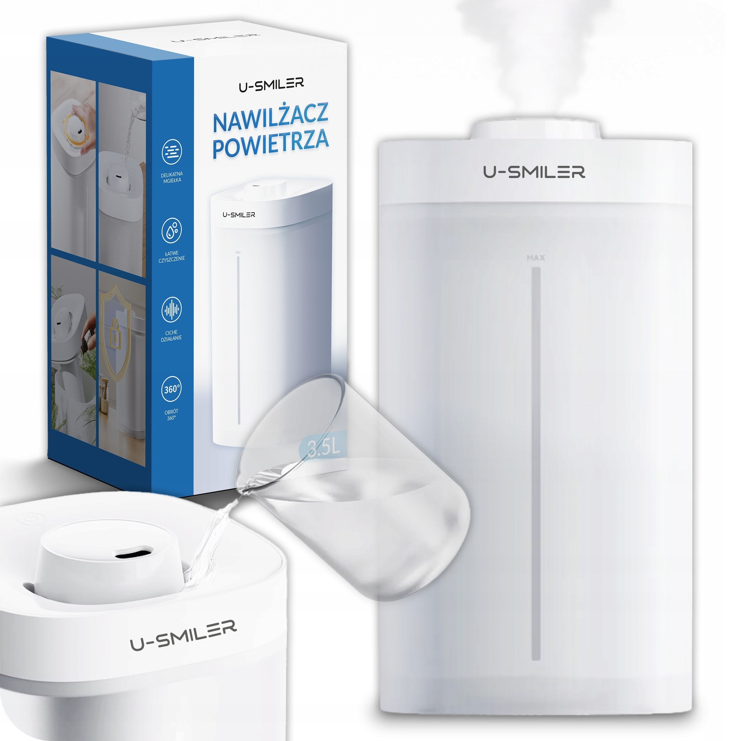 Nawilżacz Powietrza Dyfuzor Ultradźwiękowy JONIZATOR Aromaterapia CICHY 3.5