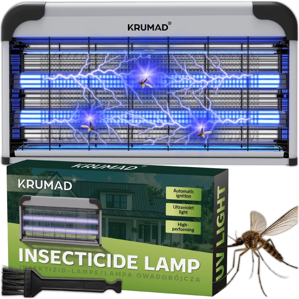 Lampa Owadobójcza Na Komary Muchy Owady UV 30W Pułapka Elektryczna Wisząca