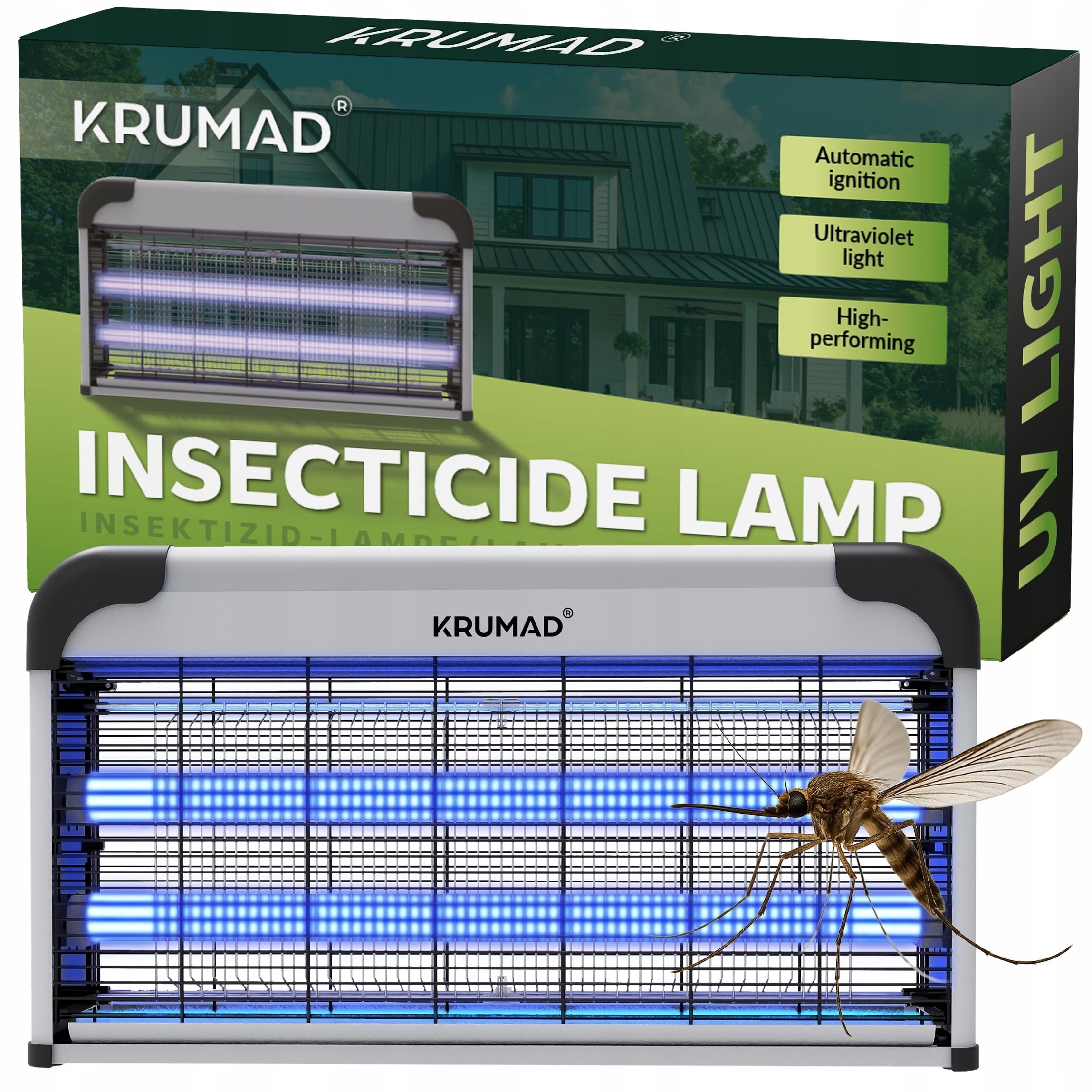 Lampa Owadobójcza Na Komary Muchy Owady UV 30W Pułapka Elektryczna Wisząca