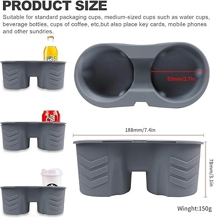 Wkład antypoślizgowy do uchwytu na kubek, Cup Holder silikonowy do Tesla i inne