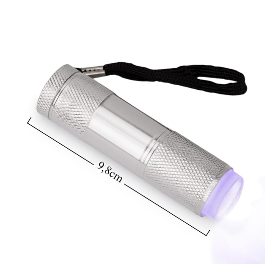 Mini latarka LED/UV 9V do paznokci ze stemplem do stampingu