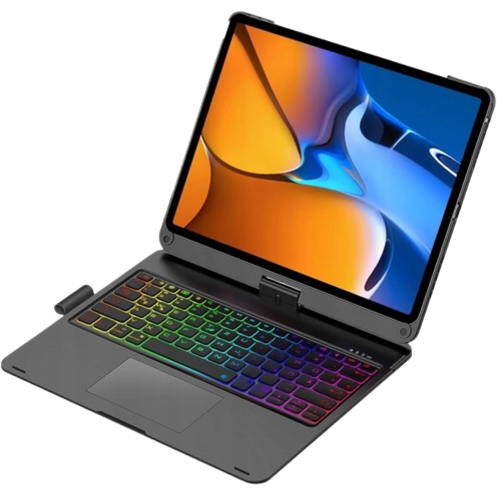 Etui do iPad czarne, klawiatura QWERTZ iPad 10.2 podświetlana RGB