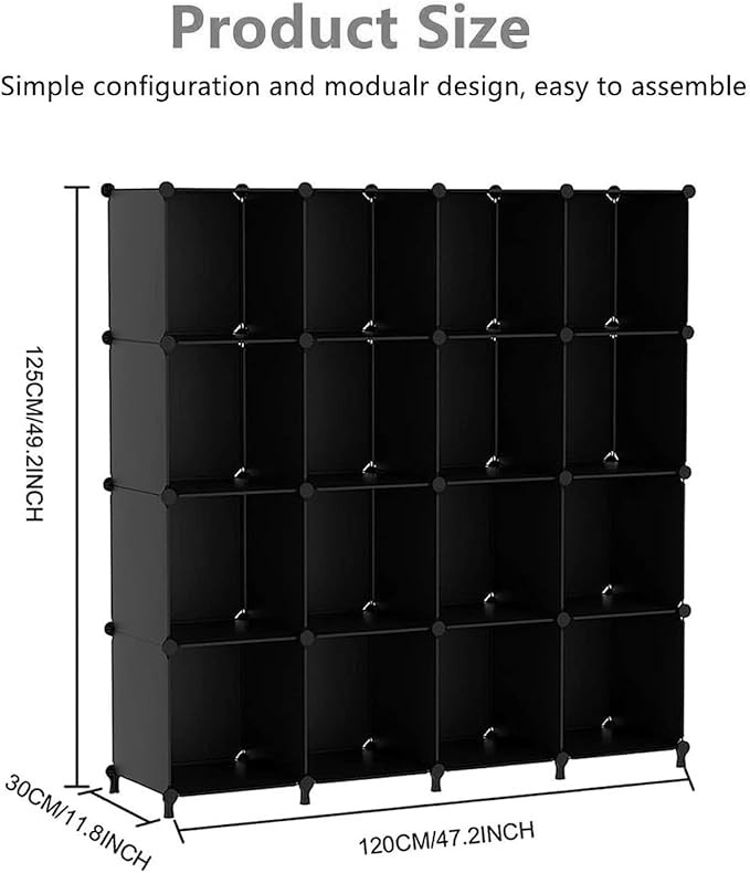 Modułowy organizer, 16 modułów, regał w kształcie kostki, regał 30x30 -10kg, regał do książek