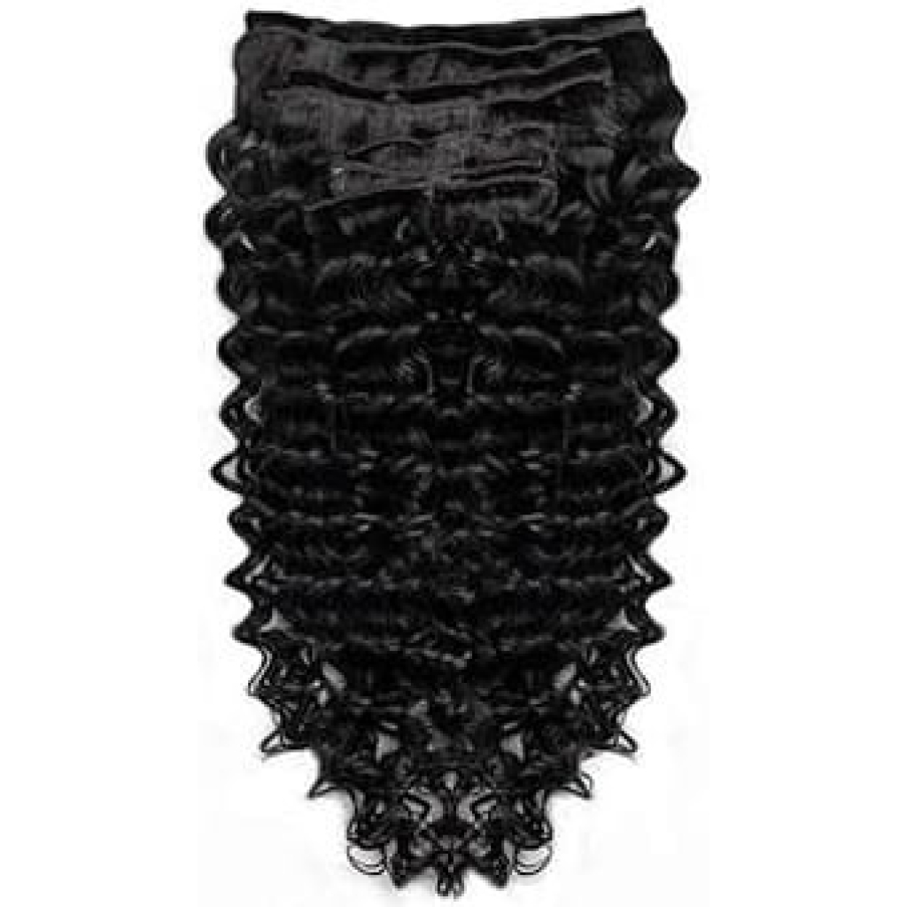 Naturalne dopinki z włosów Remy Deep Curly Clip In – 100% prawdziwe włosy, doczepy czarne kręcone
