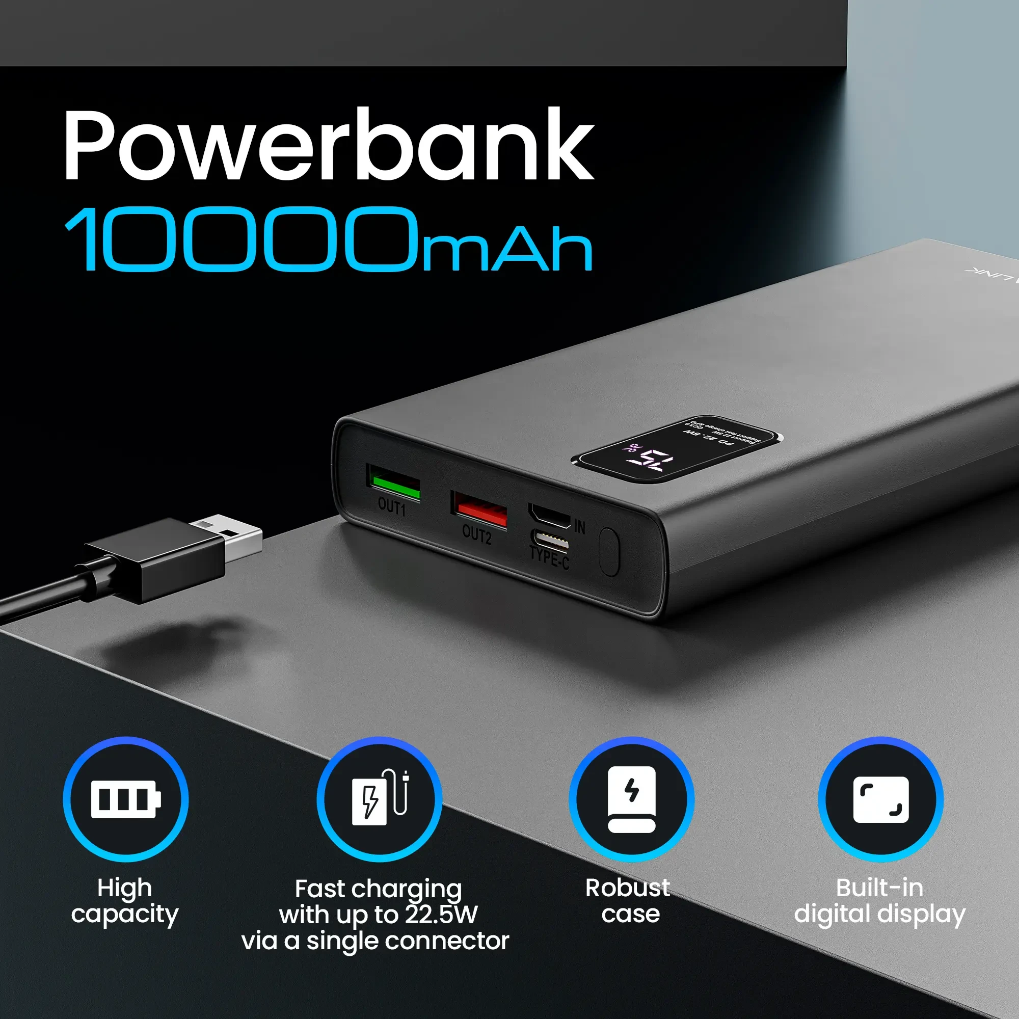 Powerbank Extralink EPB-067B 10000 mAh – Szybkie Ładowanie 22.5W