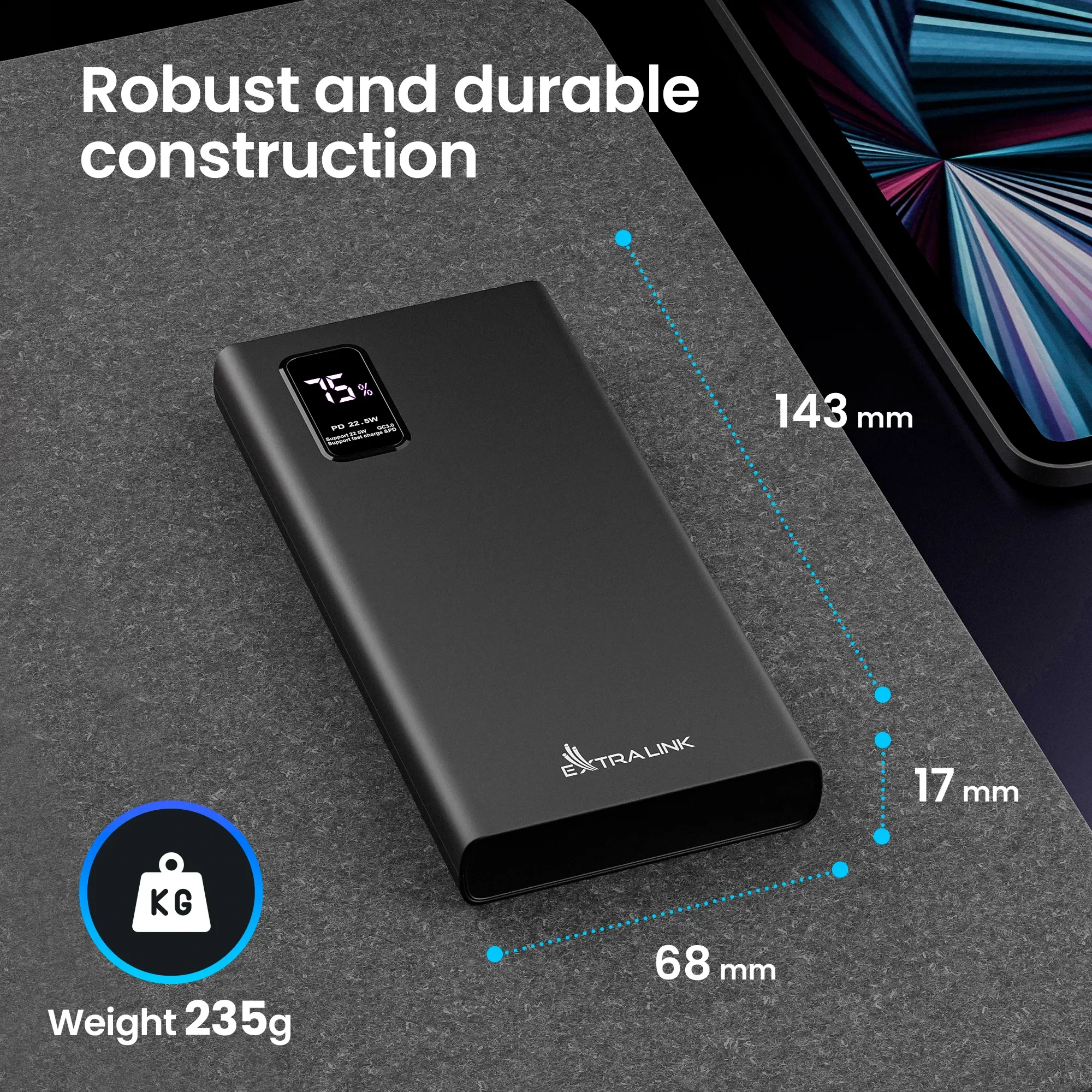 Powerbank Extralink EPB-067B 10000 mAh – Szybkie Ładowanie 22.5W