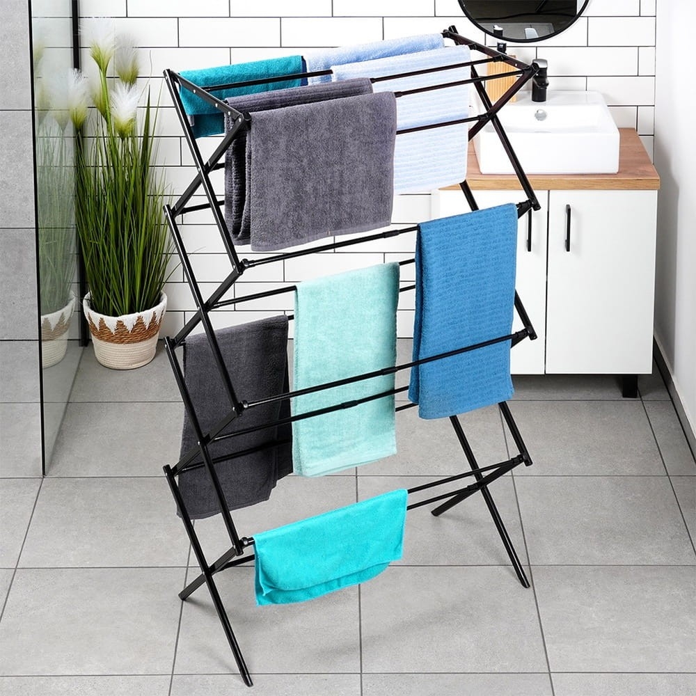 Pionowa Suszarka na Pranie 75 x 37,5 x 139 cm – Teleskopowa, Kompaktowa i Wyjątkowo Pojemna