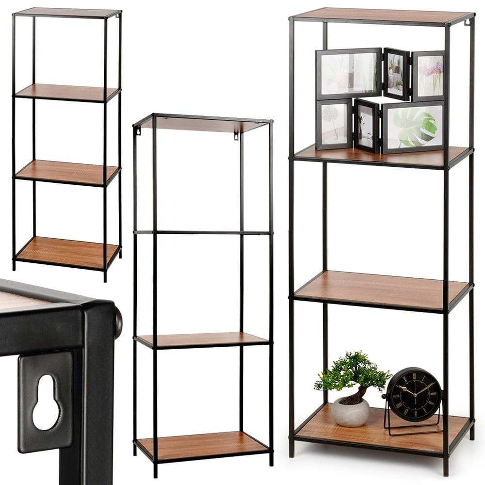Regał Metalowy Czarny z 4 Półkami 46x30x130 cm – Minimalizm i Funkcjonalność w Nowoczesnym Stylu