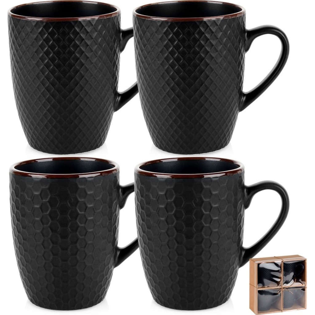 Kubki ceramiczne czarne 400 ml 4 szt.