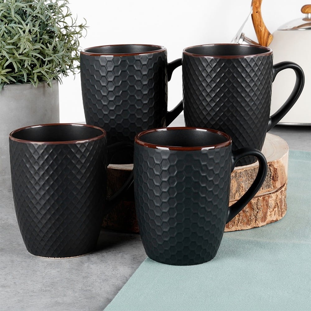 Kubki ceramiczne czarne 400 ml 4 szt.
