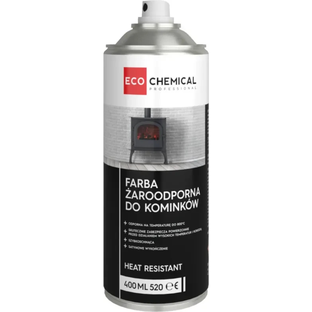 Czarna farba żaroodporna do 800°C RAL 9005 – do kominków, pieców i rur