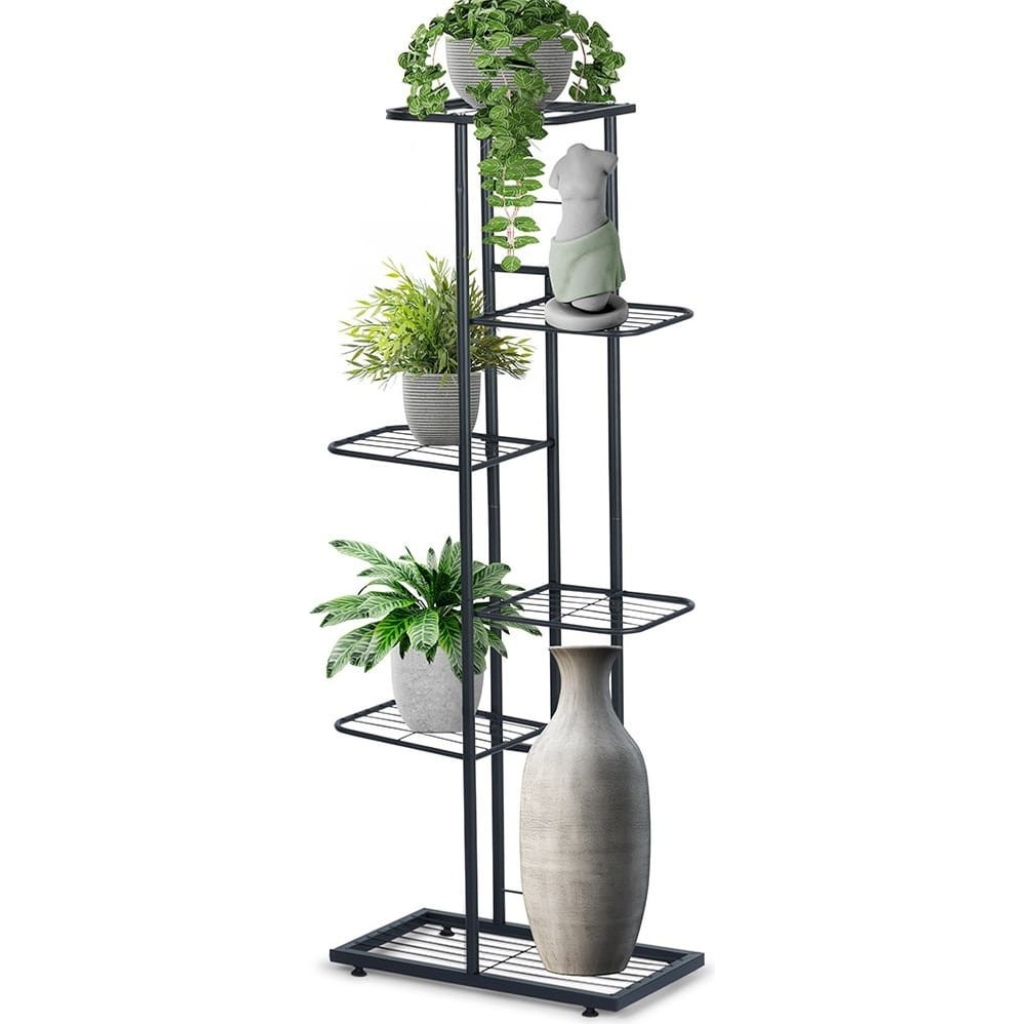 Kwietnik metalowy czarny 6-poziomowy 106 cm