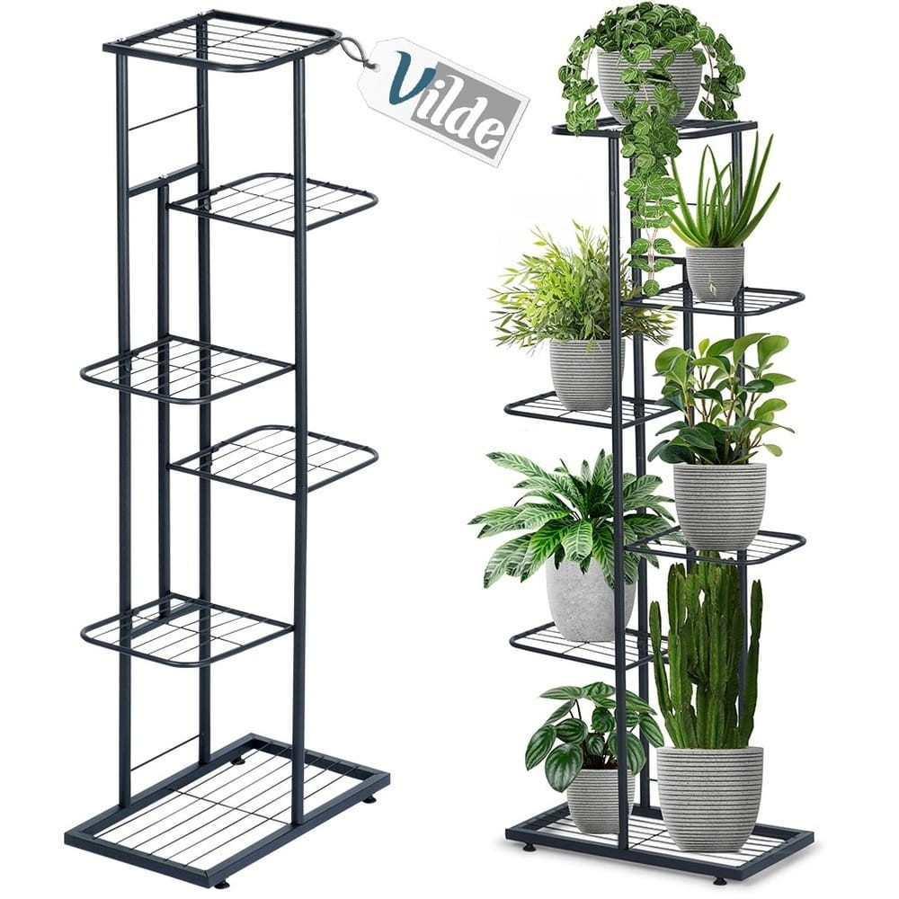 Kwietnik metalowy czarny 6-poziomowy 106 cm