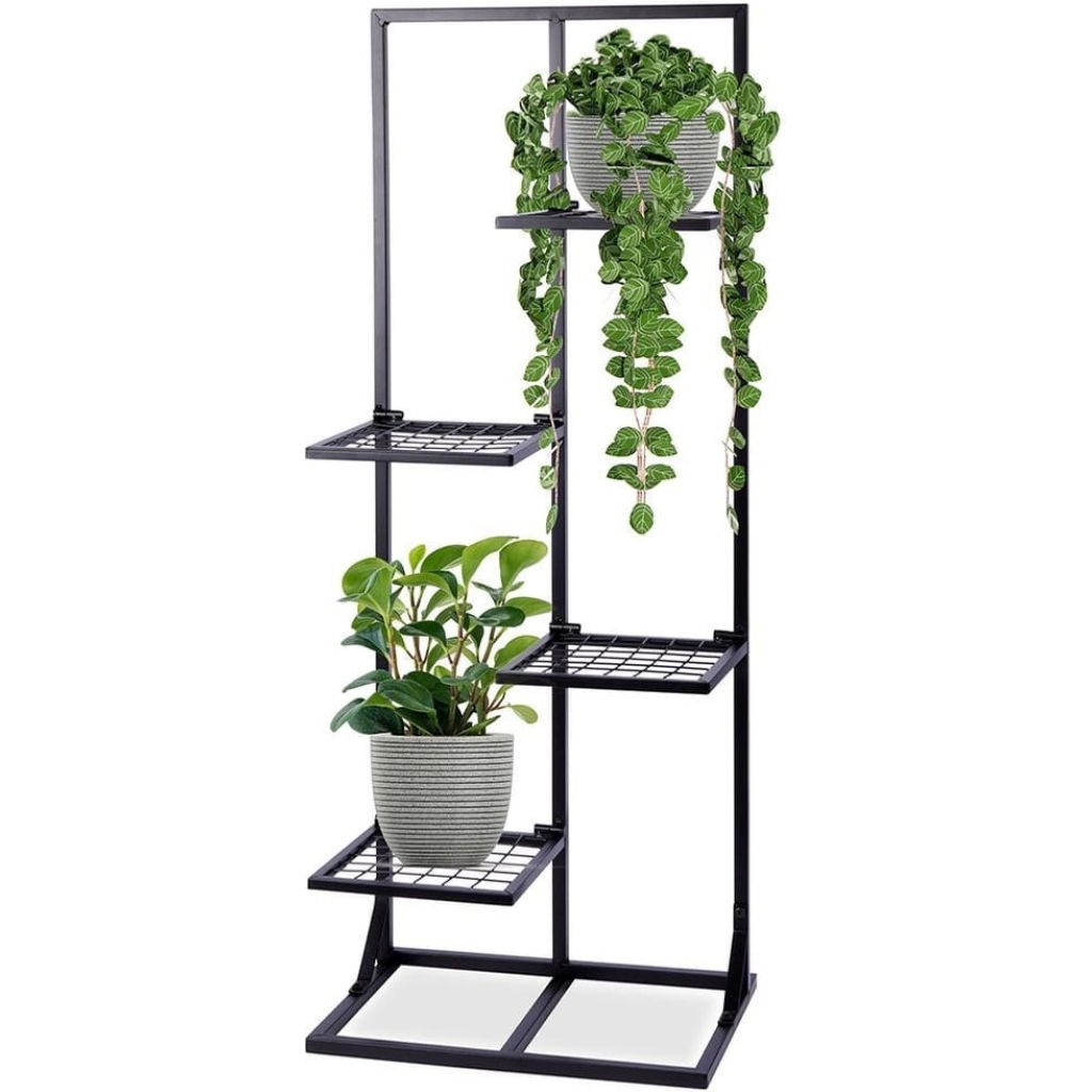 Kwietnik metalowy czarny 4-poziomowy 102 cm