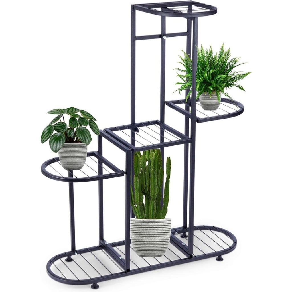 Kwietnik metalowy czarny 5-poziomowy 84,5 cm