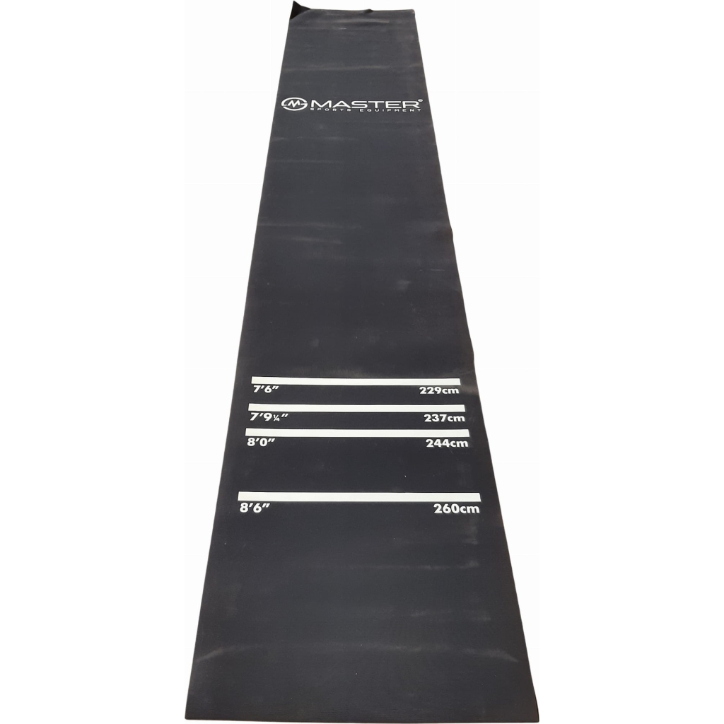 Mata do rzutek MASTER 300x60 cm z dystansami, dywan do darta – gumowa, czarna
