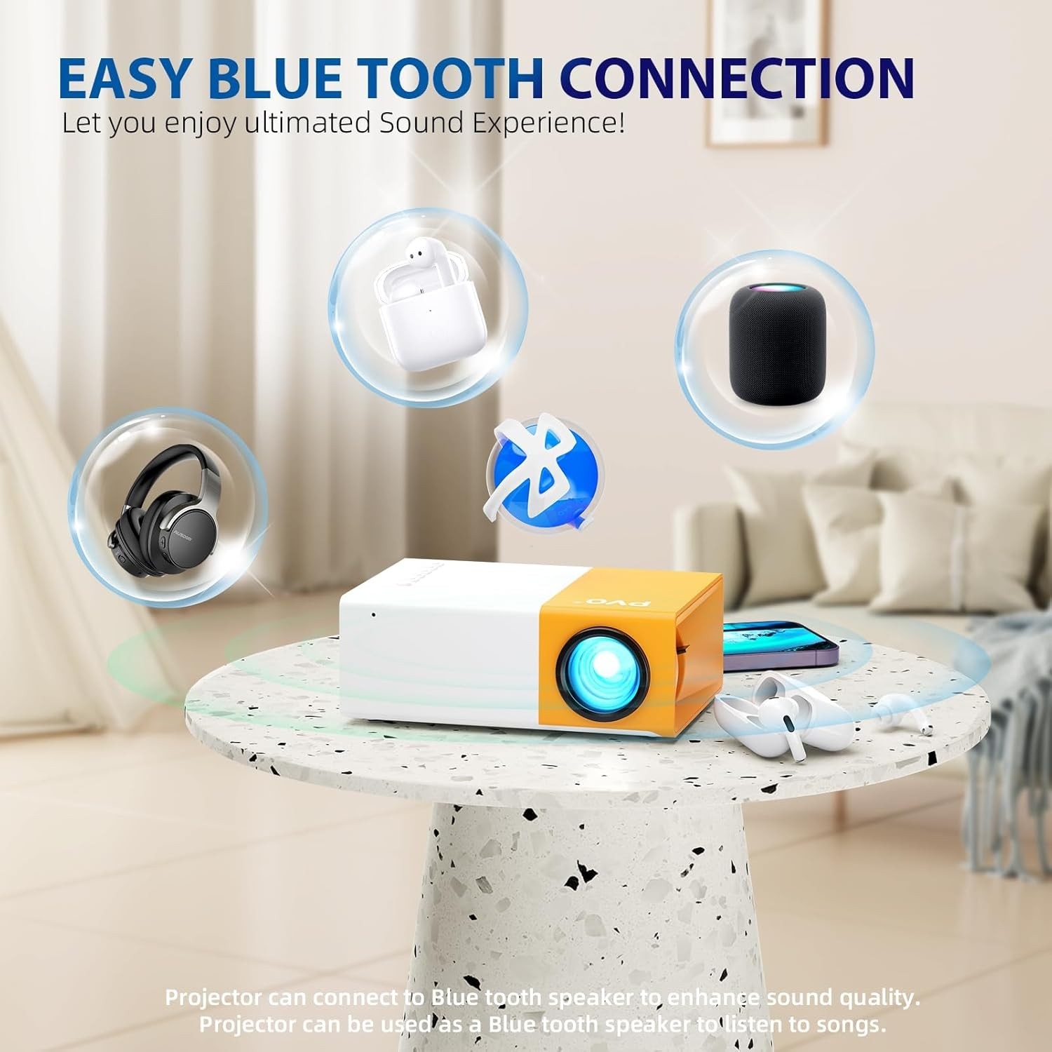 Projektor PVO ‎YG300Pro MAX, LED WiFi i Bluetooth – Do Filmów i Gier
