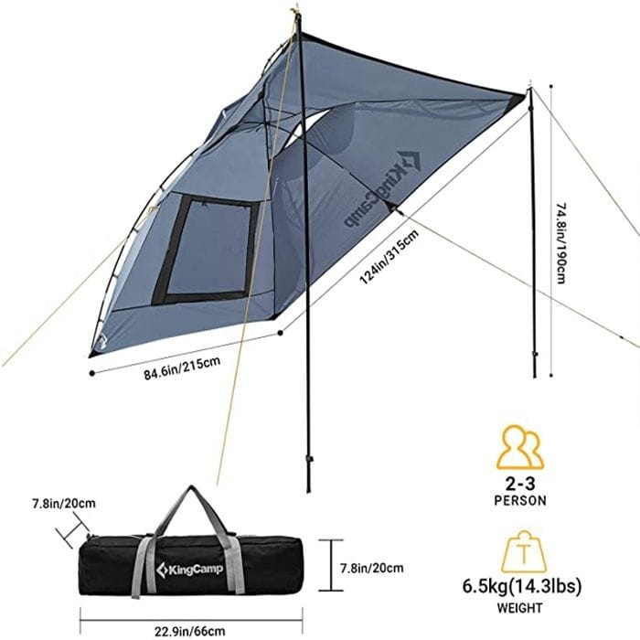 Namiot samochodowy KING CAMP Compass szary 315x215 cm altana SUV