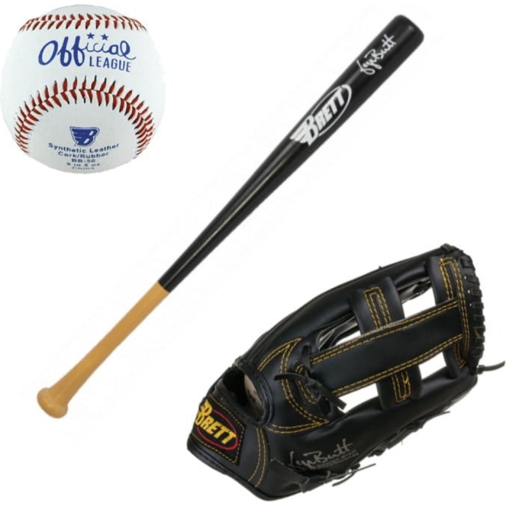 Zestaw baseballowy BRETT Senior – kij 30", piłka, rękawica 11"