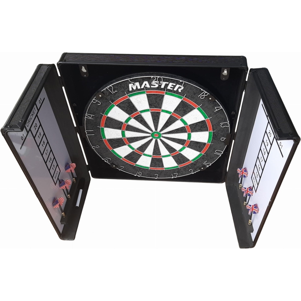 Szafka aluminiowa z tarczą sizalową 45 cm i 6 rzutkami MASTER