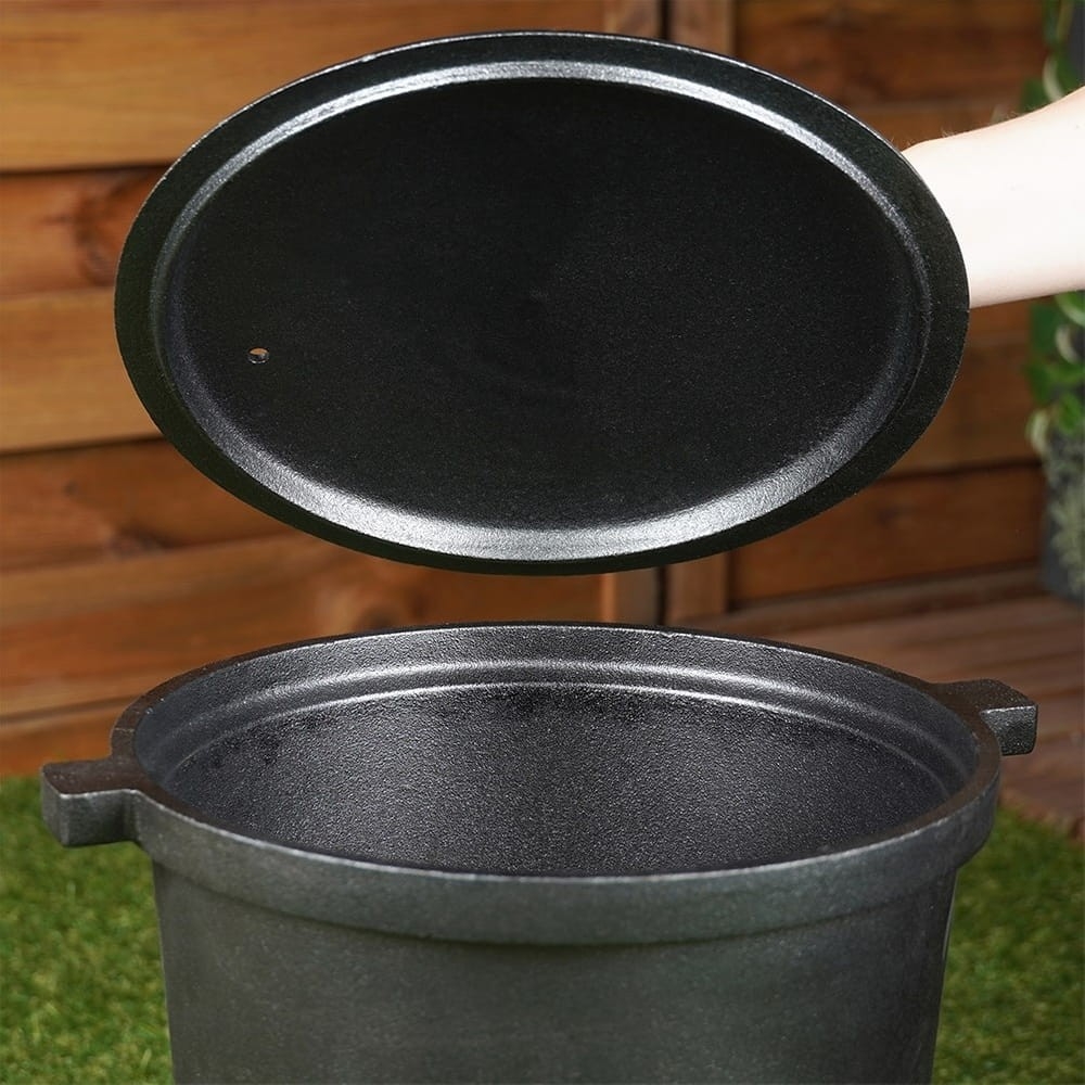 Kociołek żeliwny 8L na ognisko z pokrywą | grill, kemping, palenisko