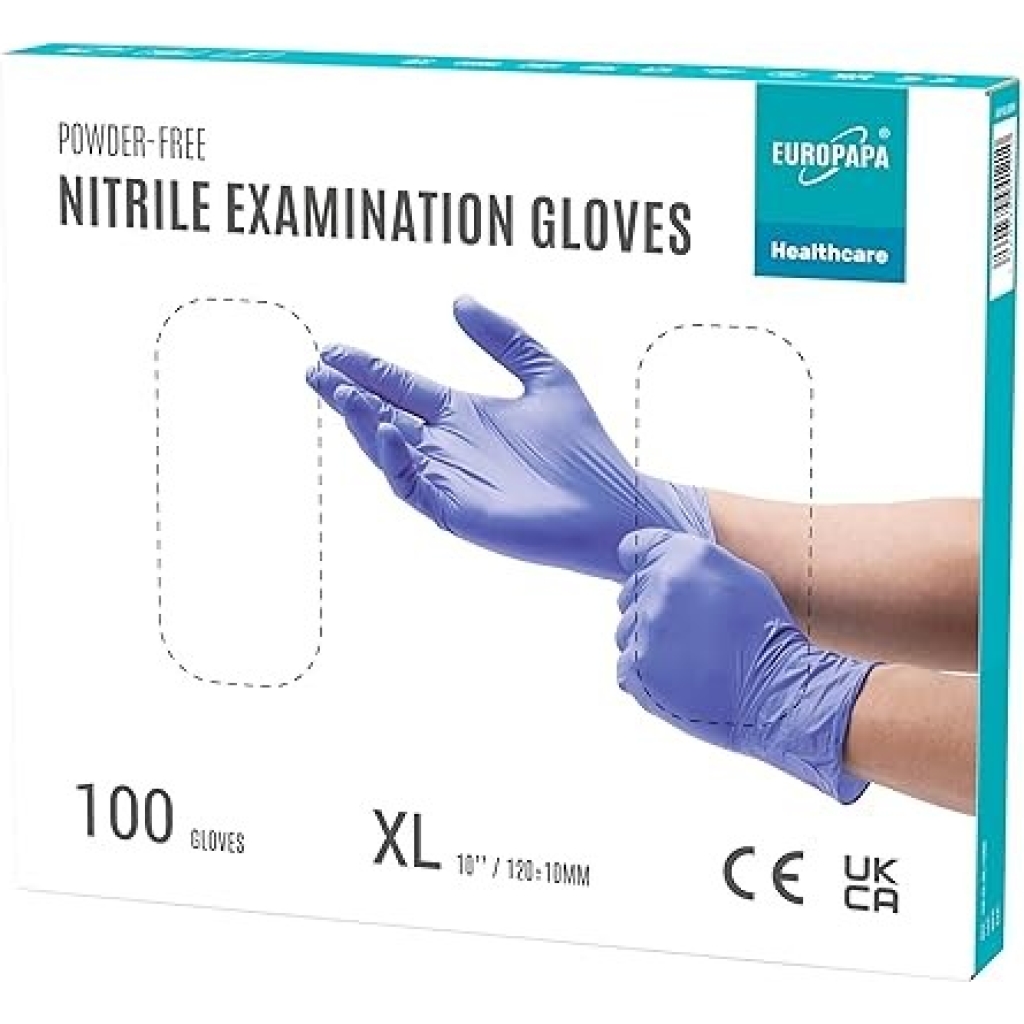 Rękawiczki nitrylowe EUROPAPA rozmiar XL niebieskie